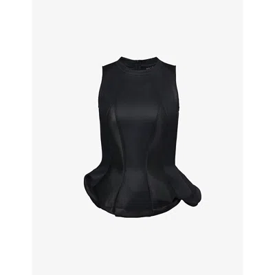 Shiro Sakai Womens Black Panelled Slim-fit Woven Top
