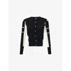 Shiro Sakai Womens Black X Off White Colour-block Round-neck Wool Knitted Cardigan