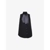Shiro Sakai Womens Black X Gray Asymmetric-panelled Sleeveless Long Cotton Shirt Xs