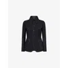 Shiro Sakai Womens Black (white Stitch) Contrast-stitch Single-breasted Wool Jacket