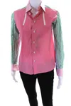 Shiro Sakai Womens Solid Striped Cotton Button Down Blouse Top Multi In Multi