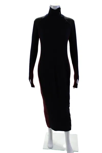 Shiro Sakai Womens Wool Colorblock Turtleneck Sweater Dress Multicolor