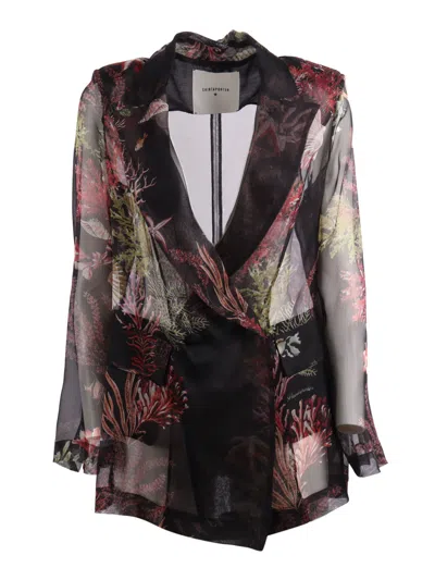 Shirt A Porter Blazer In Organza Di Seta In Black