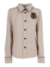 Shirt A Porter Classic Collar Shirt With Piping And Decorative Embroidery In Brown