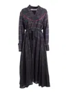 Shirt A Porter Dark Plaid Midi Dress In Black