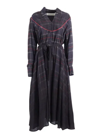 SHIRT A PORTER DARK PLAID MIDI DRESS