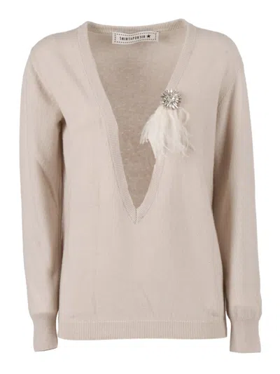 SHIRT A PORTER KNIT SWEATER WITH DEEP V-NECK