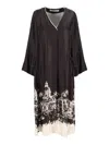 Shirt A Porter Relaxed Fit V-neck Dress With Cityscape Print In Multi
