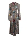 Shirt A Porter Vertical Striped Midi Dress With Covered Buttons In Black