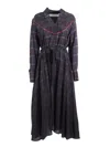Shirt A Porter Dark Plaid Midi Dress In Black
