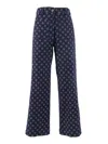 Shirt A Porter Palazzo Pants With Subtle Geometric Pattern In Blue