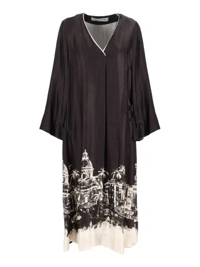 SHIRT A PORTER RELAXED FIT V-NECK DRESS WITH CITYSCAPE PRINT