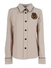 Shirt A Porter Classic Collar Shirt With Piping And Decorative Embroidery In Neutral