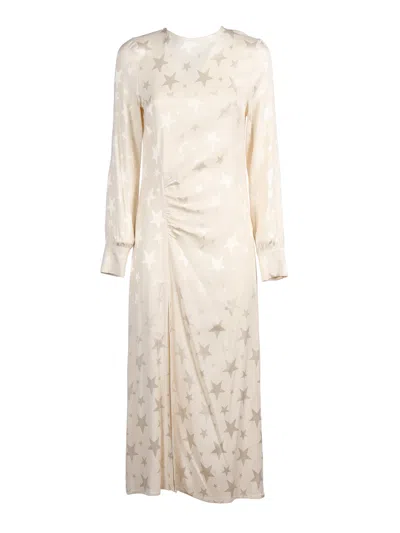 Shirt A Porter Star Pattern Gathered Midi Dress In Neutral
