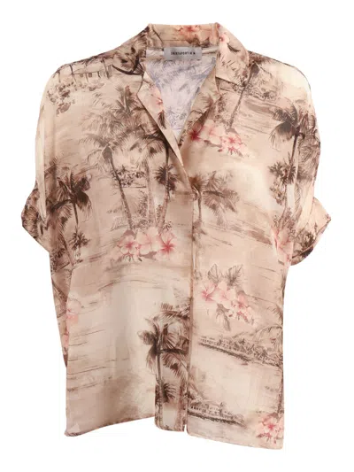Shirt A Porter Tropical Print Airy Voile Blouse In Multi