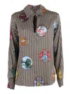 Shirt A Porter Vertical Striped Shirt With Scenic Print In Black