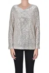 Shirt C-zero Sequined Tulle Top In Silver