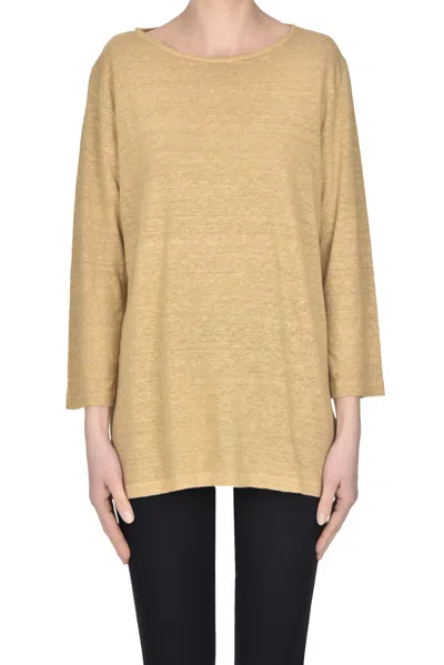 Shirt C-zero Linen Wide T-shirt In Light Brown
