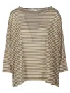 Shirt C-zero Linen Striped Sweater In Brown