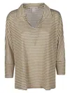 Shirt C-zero Linen Striped Sweater In Beige