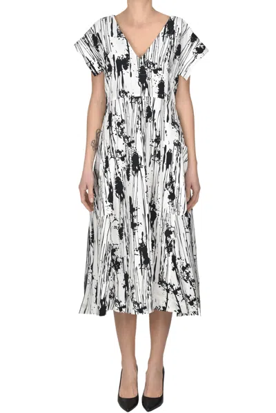 Shi.rt Milano Printed Cotton Midi Dress In Black