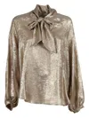 Shirtaporter Bow-detail Lurex Blouse In Gold