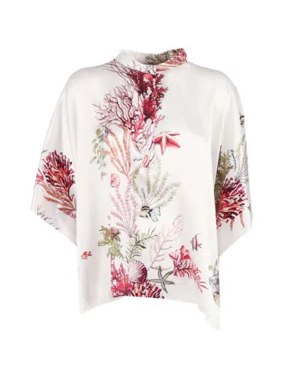Shirtaporter Coral-print Silk Blouse In Multi