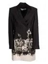 Shirtaporter Double-breasted Printed Blazer Dress In Black