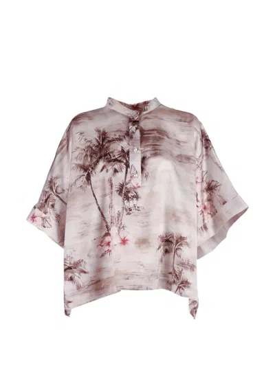 Shirtaporter Palm-tree Print Blouse In Multi
