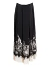 Shirtaporter Printed Pleated Maxi Skirt In Black