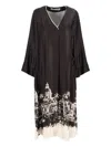 Shirtaporter Printed V-neck Dress In Black
