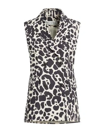 Shirtaporter Woman Blazer Black Size 12 Cotton In Multi