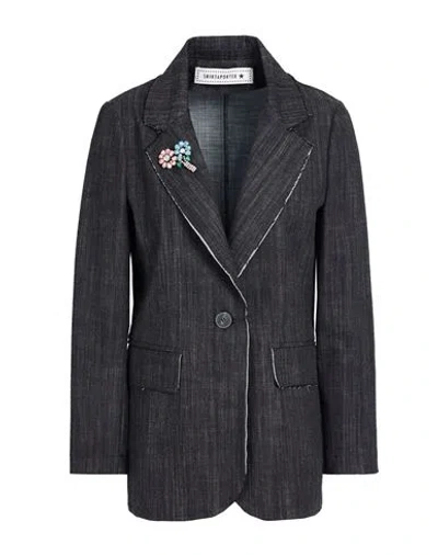 Shirtaporter Woman Blazer Black Size 8 Cotton, Polyester, Elastane