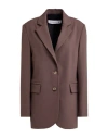 Shirtaporter Woman Blazer Chocolate Brown Size 10 Polyester, Viscose, Elastane