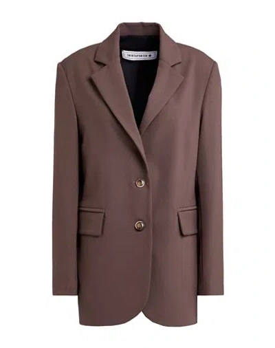 Shirtaporter Woman Blazer Chocolate Brown Size 10 Polyester, Viscose, Elastane