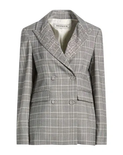Shirtaporter Woman Blazer Grey Size 8 Polyester, Viscose, Elastane In Gray
