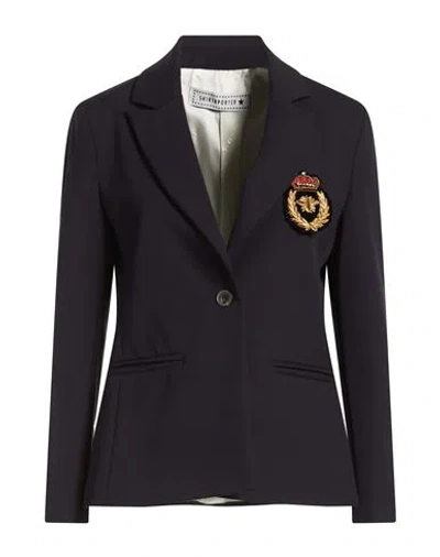 Shirtaporter Woman Blazer Navy Size 12 Polyamide, Elastane In Blue