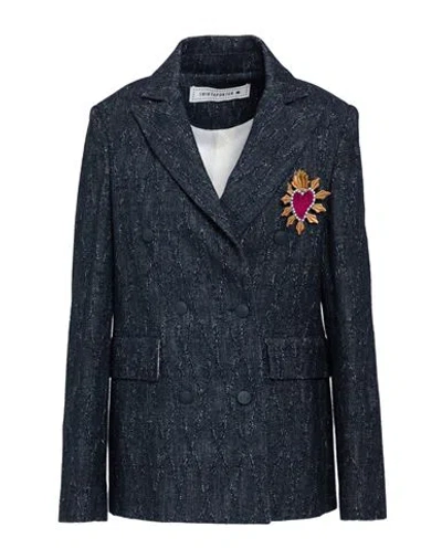 Shirtaporter Woman Blazer Navy Size 6 Cotton, Wool, Polyamide, Polyester