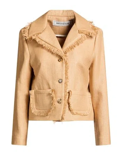 Shirtaporter Woman Blazer Sand Size 10 Cotton, Polyamide In Brown