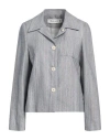 Shirtaporter Woman Blazer Slate Blue Size 8 Viscose, Cotton, Polyester, Lurex In Blue