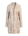 Shirtaporter Woman Cardigan Sand Size 10 Viscose, Lurex, Polyester, Elastane In Beige