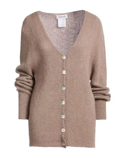 Shirtaporter Woman Cardigan Taupe Size L Acetate, Polyamide, Mohair Wool, Wool, Elastane In Brown