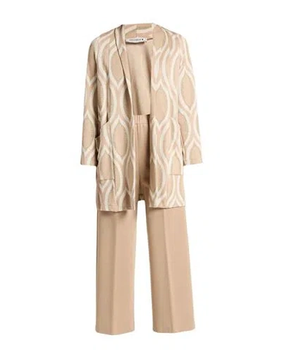 Shirtaporter Woman Suit Beige Size 10 Viscose, Lurex, Polyester, Elastane