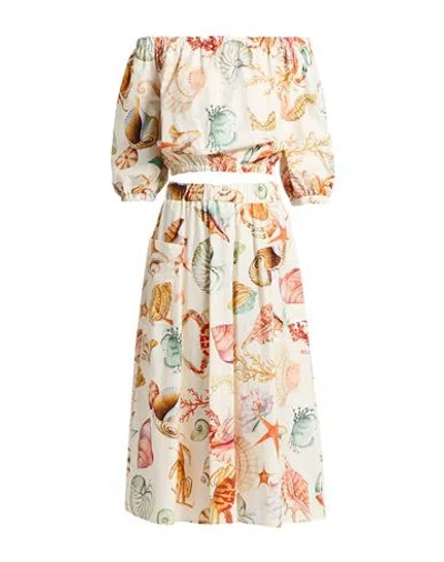 Shirtaporter Woman Co-ord Cream Size 10 Cotton In White