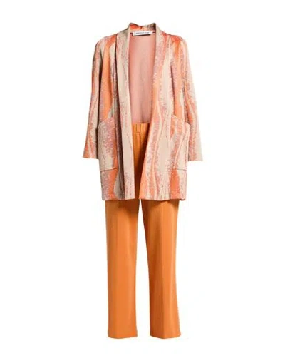Shirtaporter Woman Suit Orange Size 10 Viscose, Lurex, Polyester, Elastane