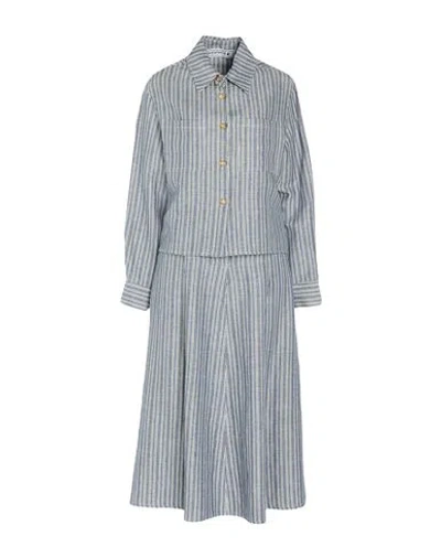 Shirtaporter Woman Co-ord Slate Blue Size 10 Linen, Viscose, Cotton In Multi
