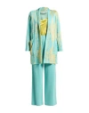 Shirtaporter Woman Suit Turquoise Size 10 Viscose, Lurex, Polyester, Elastane In Blue