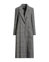Shirtaporter Woman Coat Black Size 10 Wool, Polyamide, Polyester In Gray