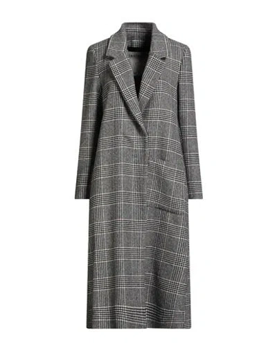 Shirtaporter Woman Coat Black Size 10 Wool, Polyamide, Polyester In Gray