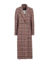 Shirtaporter Woman Coat Brick Size 10 Virgin Wool, Polyester, Acrylic, Polyamide
